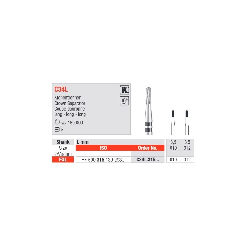 Сверло для коронки c34l op.1шт. Эдента