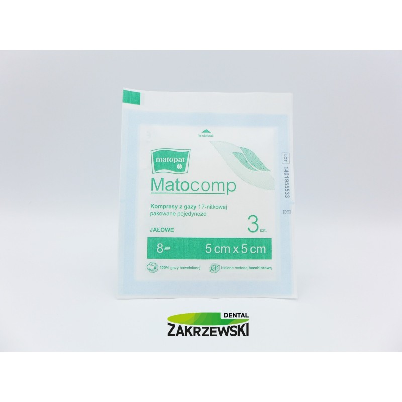 Стерильные компрессы 5х5 см. 17-нит. op.3 шт. Matocomp