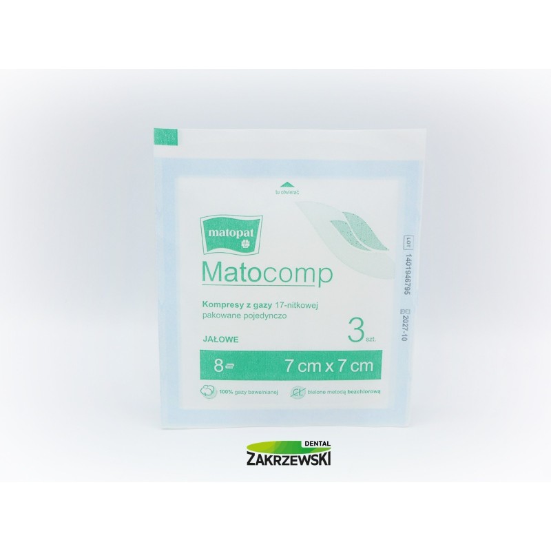 Стерильные компрессы 7 х 7 см. 17 ниток. op. 3 шт. Matocomp