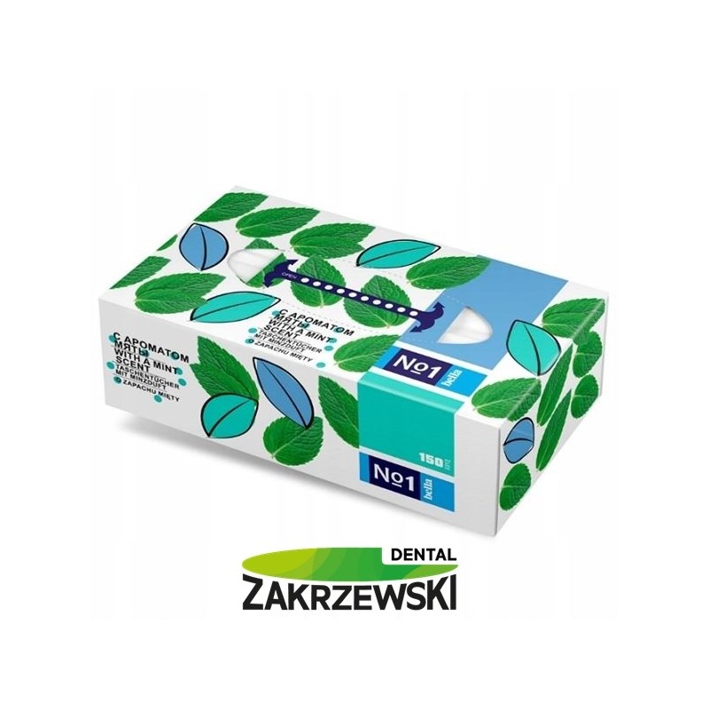 Мятные гигиенические салфетки-коробка op.150 шт. Белла