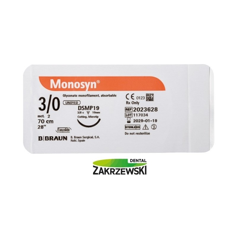 Нить chir. абсорбируемая Monosyn фиолетовый 3/0 3/8 колеса Braun