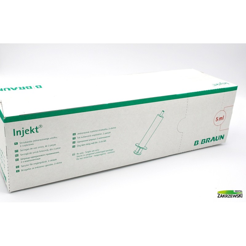 Шприцы 5 мл с зеленым поршнем op. 100 шт. Браун