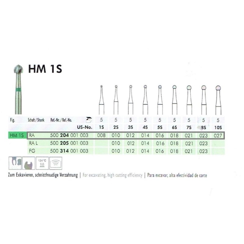 Твердосплавные сверла для угловых наконечников HM1S op. 5шт. Meisinger