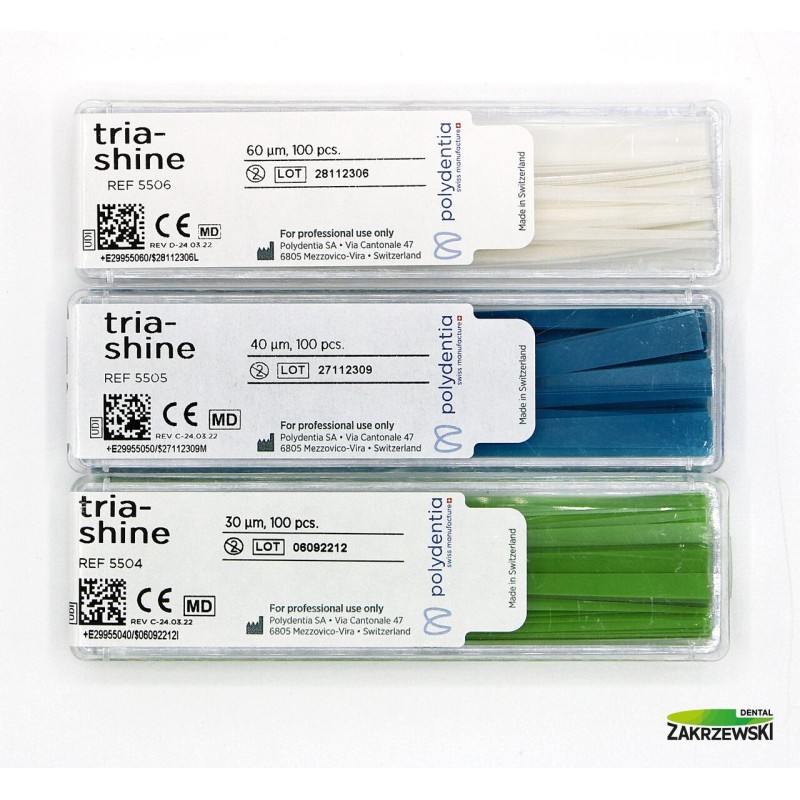 Абразивные полоски Tria-Shine (конические) op.100 шт. Polydentia