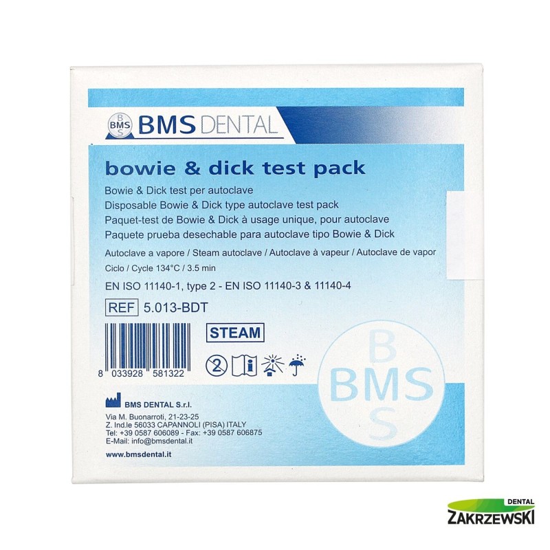 Test Bowie&amp;Dick do kontroli sterylizatora BMS DENTAL