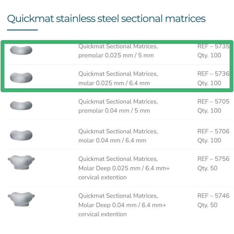 Quickmat полоски толщиной 0,025 мм. 5735 5736 ОП.100 шт. Polydentia