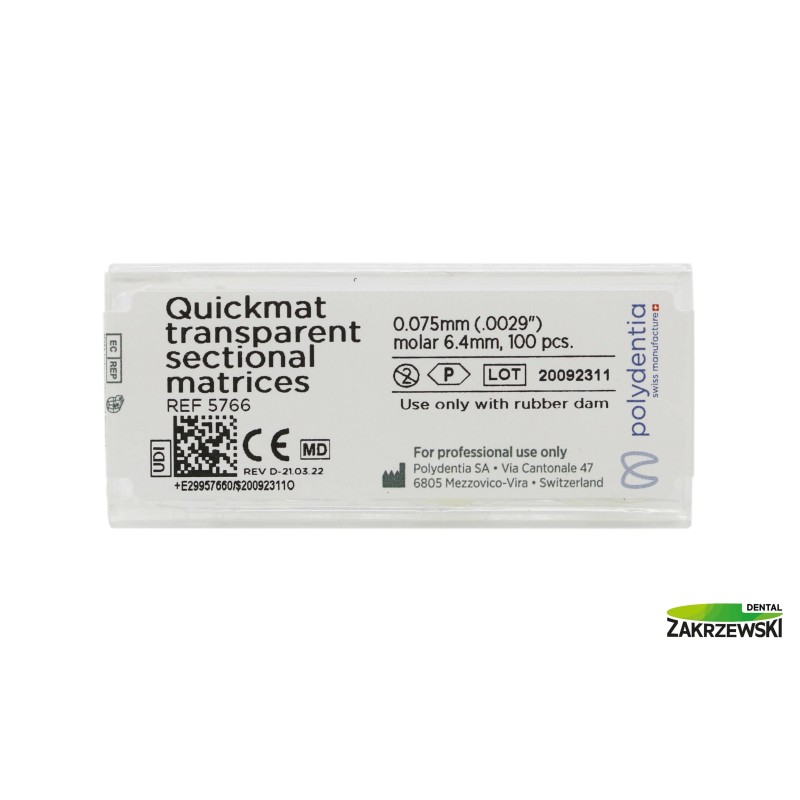 Quickmat Transparent paski gr. 0,075mm 5765, 5766 op.100 шт. Polydentia