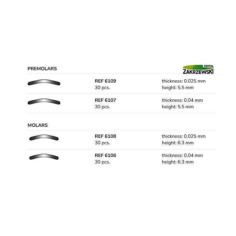 Контурные металлические полосы tofflemire op. 30шт.