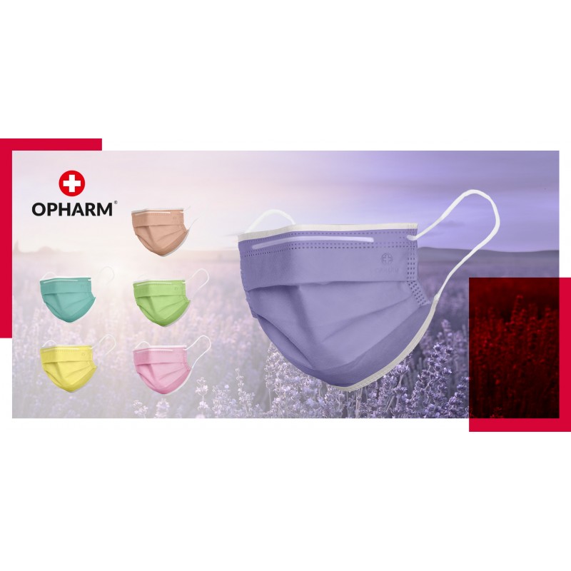 Хирургические маски 3-слойные, цветные op.50 шт. Opharm